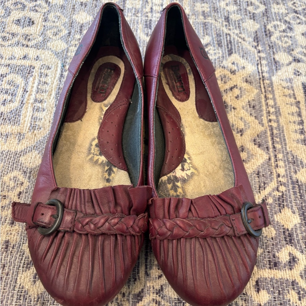 Born Burgundy/Purple Moccasin Flats Size 9